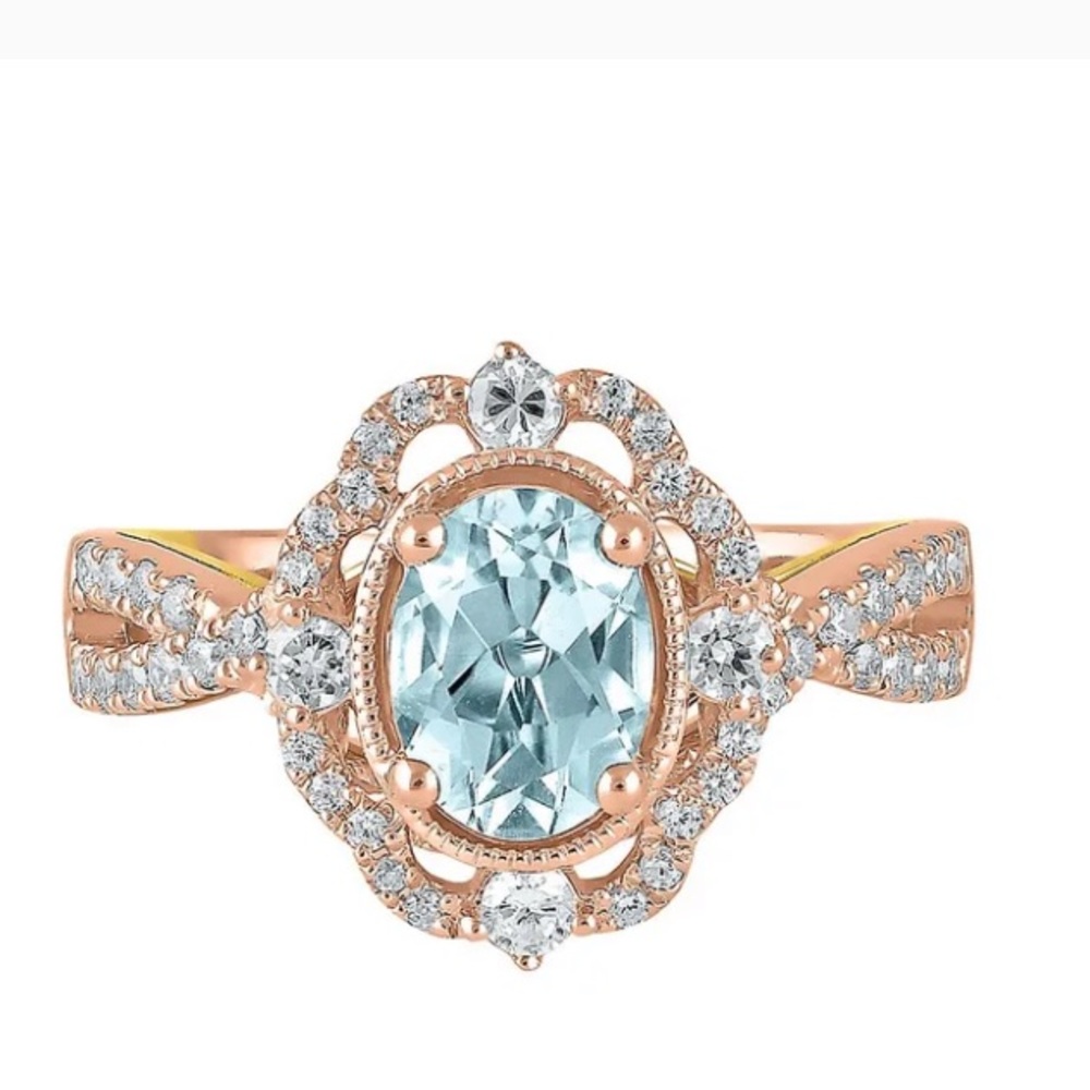 COPY - Aquamarine and diamonds, rose gold Truly ring